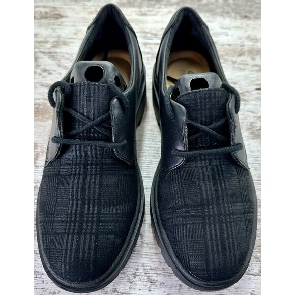 Clarks Calla Ruby Oxford 7M Blk Leather Lace Up Lug Sole Academic Preppy Career - Picture 4 of 12